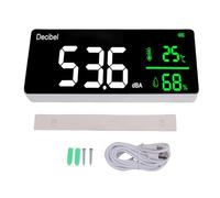 Akozon Medidor de Nivel de Sonido para Colgar en la Pared, Pantalla LED, Medidor de Ruido, Temperatura, Humedad, Detector de Reloj para Estudio de Oficina en Casa