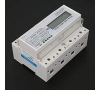 Akozon Medidor de Potencia Digital de Consumo de EnergíA Trifásico 220/380 V 20-80 A con LCD, Medidor Eléctrico Inteligente DTM125SC, Medición de Precisión con Instalación en Riel DIN