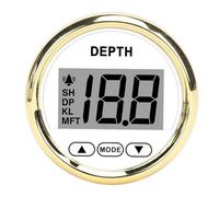 Akozon Medidor de Profundidad Digital con Alarma Medidor de Profundidad LCD con Alarma Indicador de Marino con 52 Mm 12 V Pantalla LCD IP67 (80000242 PLD2-WG-FTM Esfera blanca y bisel)