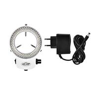 Akozon Microscopio de luz LED, Cámara de Microscopio 144 Leds 4.5W Lámpara de Anillo Brillo Ajustable 64mm Accesorios para Microscopios(Blanco)