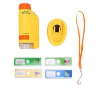 Akozon Microscopio de Mano para Niños de 60 a 180X, Microscopio Portátil de Mano con Luz LED, 4 Muestras, Herramienta de Ciencia Educativa (Yellow)