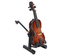 Akozon Mini Modelo de Violín Hecho a Mano - Juguete de Instrumento Musical en Miniatura con Soporte y Estuche - Perfecto para Decoraciones Artesanales, Casas de Muñecas,