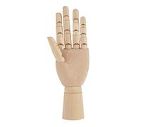 Akozon Modelo De Mano De Madera con Dedos Flexibles Modelo De Maniqui De Mano Derecha Articulado De Madera Regalo Arte Alternativos (Mano Izquierda De 10 Pulgadas)