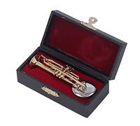 Akozon Modelo de Trompeta en Miniatura Chapada en Latón Dorado - Decoración de Instrumentos Musicales Occidentales, Trombón, Trompa, Saxofón, Barítono, Figura de Fagot para