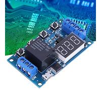 Akozon Módulo de Interruptor de relé Temporizador de Ciclo de Encendido/apagado de Retardo de Disparo DC 6V30V con Pantalla LED de Dígitos Micro USB 5V