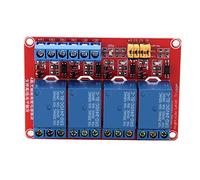 Akozon Módulo de relé, placa de módulo de relé de 4 canales con optoacoplador Disparador alto y bajo 5V/12V/24V(24V)