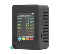 Akozon Monitor de Calidad del Aire Pantalla LCD Portátil con Retroiluminación CO2 TVOC HCHO PM2.5 PM10 Detector con Alarma Blanco, Pantalla LCD con Retroiluminación CO2 TVOC HCHO PM2.5 PM10 Probador