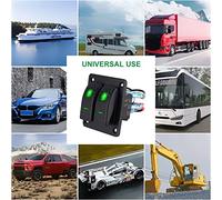 Akozon Panel de Interruptor Basculante de 2 Bandas, 12-24 V, LED Verde, Universal, para Coche, Autobús, Camión, Barco, Barredora, Aspersor, Yate