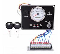 Akozon Panel de Tacómetro para Barcos con 2 Llaves, Medidor Aleación Aluminio 0 a 4000 RPM Alarma Zumbador Sobrecalentamiento Aceite bajo en Agua Yates, Barcos, (Esfera negra Cubierta negra