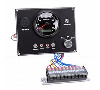 Akozon Panel de Tacómetro para Barcos, Medidor de RPM de Motor Marino de 0 a 4000 RPM con Función de Alarma para Yates, Lanchas Rápidas (Esfera negra, cubierta negra CX9601B-4K)