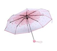 Akozon Paraguas de Lluvia, 1PC Paraguas Plegable Transparente Paraguas de Princesa de Moda C-herry B-lossom Cuatro Colores(Rosado)