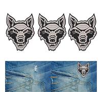 Akozon Parche Bonito de Cachorro de Lobo, Apliques Termoadhesivos con Cabeza de Lobo Gris para Ropa, Bolsos y Accesorios, Pegatinas de Tela DIY, 6 uds. (cabeza de gris)