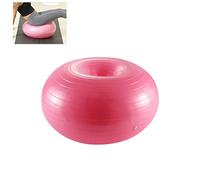 Akozon Pelota de Yoga con Forma de Donut de 50 Cm, Pelota de Estabilidad para Entrenamiento Central, con Bomba Inflable para Entrenamiento de Equilibrio de Yoga y Pilates (Pink)