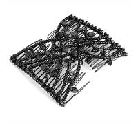 Akozon Perlas Y Hojas De Estilo Vintage Horquilla Doble Clamp/Holder De Peine Mágico Para Mujer Accesorios Para El Cabello Café (BLACK)