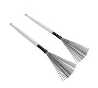 Akozon Pincel de Batería, Cepillo Drumstick Rubber Steel Percusion Portátil para la Banda 2 Piezas de Doble Cabeza Maple de Doble Propósito (WHITE)