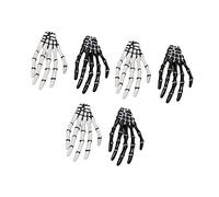 Akozon Pinzas para el Cabello con Forma de Hueso y Manos de Esqueleto de Halloween, Accesorio de Terror Punk Rock para Mujeres y Niñas, Juego de 3 Pares