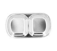 Akozon Plato para Refrigerios Dividido de Acero Inoxidable para y Condimentos calientes: Plato Ecológico y No Tóxico para Comedores, Campamentos Uso Diario (2 compartimentos)
