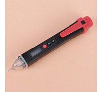 Akozon Pluma de Prueba de Detector Digital sin Voltaje CA 12-1000 V con Pantalla LCD y Linterna, Sensibilidad para Pruebas Eléctricas, Alarma de Luz Sonora, Apagado Automático (negro rojo)