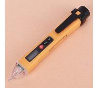 Akozon Pluma de Prueba de Detector Digital sin Voltaje CA 12-1000 V con Pantalla LCD y Linterna, Sensibilidad para Pruebas Eléctricas, Alarma de Luz Sonora, Apagado Automático (amarillo+negro)