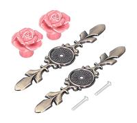 Akozon Pomos de Cerámica para Gabinete con Diseño de Rosas Elegantes, Juego de 2 Tiradores para Armarios, Cajones y Muebles de Cocina