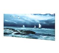 Akozon Póster De Fondo De Acuario Adhesivo De PVC Decoración De Peces Patrón De Vela De Barco De Mar - Murales Y Adhesivos De Pared (61 * 41CM)