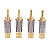 Akozon Preffair BA1457 4 Conectores Banana Chapados en Oro de 24 Quilates para Cable de Altavoz HiFi - Conectores para Cables de 8,7 Mm de Diámetro