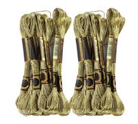 Akozon Premium Juego de 24 Hilos de Punto de Cruz, Hilo Trenzado Brillante para Bordado Dorado Claro, Ovillos de Algodón Hechos a Mano para Coser, Bordar y Hacer Manualidades