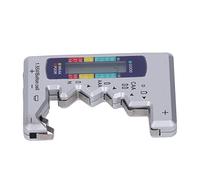 Akozon Probador de Batería Digital Pantalla LCD ABS para Pilas de Botón de 1,5 V 9 V Comprobador Medidor de Potencia de Batería Portátil Compacto con Pantalla Codificada por Colores (SILVER)