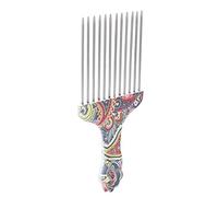 Akozon Professional Afro Hair Pick Peint - Peine de Desanimado de Acero Inoxidable para Peinado Rizado, Diseño Ergonómico Afro Peine para Cabello Grueso y Enredado (k4)