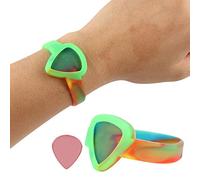 Akozon Pulsera de Púas de Guitarra Ajustable, Correa de Muñeca Portátil, Soporte para Púas para bajo, Mandolina del Ukelele y Banjo, Color Negro (COLORFUL)