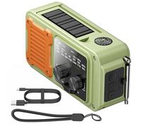 Akozon Radio de Emergencia con Manivela, Banco de Energía Multifuncional Portátil con Energía Solar de 2000mAh para Aventuras Al Aire Libre