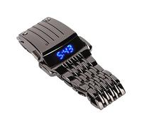 Akozon Reloj de Aleación con Pantalla Digital LED: Reloj de Negocios para Hombre de Moda de Liberación Rápida para Uso Diario (LED Negro luz Azul)