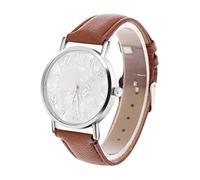 Akozon Reloj de Cuarzo con Correa de Cuero de PU a la Moda para Mujer, Elegante Reloj de Pulsera Analógico en Blanco (Café)