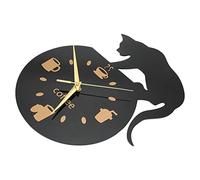 Akozon Reloj de Pared de Cocina con Efecto 3D de Gato y café, Acrílico Duradero, Diseño Silencioso, Resistente Al Agua, Reloj de Pared Silencioso y Seguro