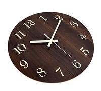 Akozon Reloj de Pared de Madera Estilo Retro con Movimiento de Cuarzo silencioso: Diseño Luminoso 3D para Decoración de Dormitorio, Oficina y Cocina