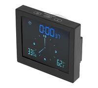 Akozon Reloj de Pared Impermeable de 5 Pulgadas con Temporizador Digital, Alarma, Pantalla de Temperatura y Humedad para Baño y Hogar (Black)