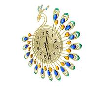 Akozon Reloj de Pared Moderno, Grande, 3D, Pavo Real, Silencioso, sin Tictac, Decoración para Sala de Estar, Relojes de Pared para Sala de Estar