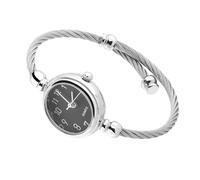Akozon Reloj de Pulsera Abierto con Correa de Aleación de Cuarzo Redondo Analógico para Mujer con Números Romanos y Esfera Blanca (disco negro digital)
