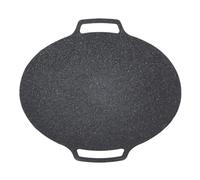 Akozon Round Griddle Pan, Double Handle Aluminum Alloy -Stick BBQ Cooking | Compatible con butano, gas, inducción, estufas eléctricas, sartén ligera y versátil.