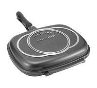 Akozon Sartén para Freír de Doble Cara, Portátil, con Mango Antiquemaduras, Suministros de Cocina, Olla para Parrilla, Sartén de Doble Cara de 32cm/12,6 Pulgadas