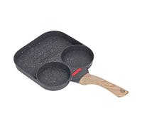 Akozon Sartén para Huevos con Silicona Sensible Al Calor, Sartén Antiadherente de Aluminio para Panqueques, Cómodo para Tortillas y Hamburguesas, Diseño de de 4 Secciones (3 agujeros)