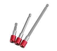Akozon Soporte magnético para puntas Adaptador llave de vaso 3pcs 1/4pulgada Destornillador Gates Punta de barra magnética Extensión 60mm / 100mm / 150mm Vástago hexagonal(Rojo)