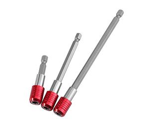 Akozon Soporte magnético para puntas Adaptador llave de vaso 3pcs 1/4pulgada Destornillador Gates Punta de barra magnética Extensión 60mm / 100mm / 150mm Vástago hexagonal(Rojo)