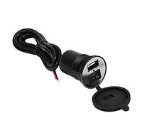 Akozon Soporte para Teléfono para Manillar de Motocicleta con Cargador USB Resistente Al Agua, Interruptor de Encendido y Apagado de Carga Rápida de 12V, Color Negro (Black)
