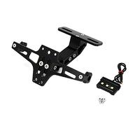 Akozon Soportes De Matrícula De Motocicleta, Telescópico Ajustable En Aleación De Aluminio con Luz Led para Moto(Negro)