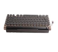 Akozon Teclado de Máquina de Escribir 83 Teclas Teclado Mecánico Inalámbrico Vintage con Tapa Redonda de Metal Electrónica de Color de Grano de Madera (Grano de Madera)