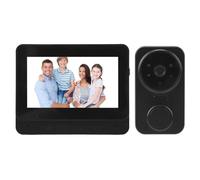 Akozon Timbre de Intercomunicación Visual, Cámara de Timbre de Visión Nocturna Infrarroja Tipo C 2,4 GHz WiFi Voz Bidireccional 1080P Lente Gran Angular de Alta Fidelidad Timbre de