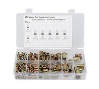 Akozon Tuercas de Remache Planas de Acero Al Carbono, 165 Uds., M3/4/5/6/8/10/12, Tuercas de Inserción Mixtas