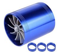 Akozon Turbonador de aire, cargador de turbina de doble ventilador de admisión de aire para automóvil Ahorro de combustible Cargador turbo(Azul)