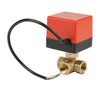 Akozon Válvula de bola motorizada G1 / 2" DN15 Válvula eléctrica de bola de latón de 3 vías AC 220V para Ventilador de aire acondicionado